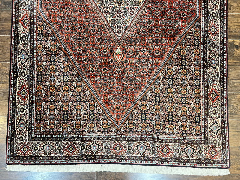 Persian Bidjar Rug 5x10, Wool Hand Knotted Vintage Carpet, Highly Detailed, Mahi Herati Pattern, 5 x 10 Oriental Rug by Jewel Rugs