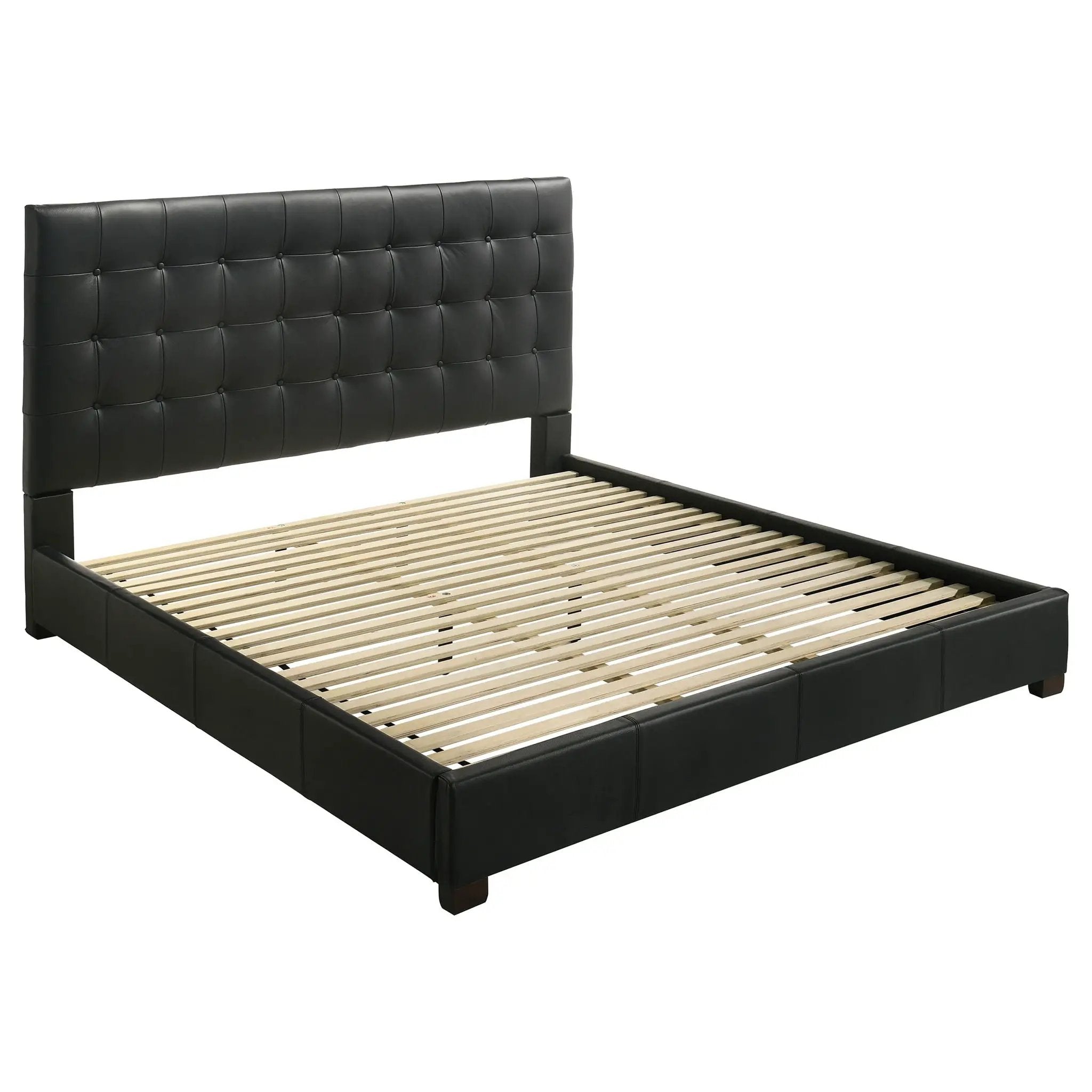 Medley Genuine Leather Eastern King Platform Bed Black by Unique Piece Furniture