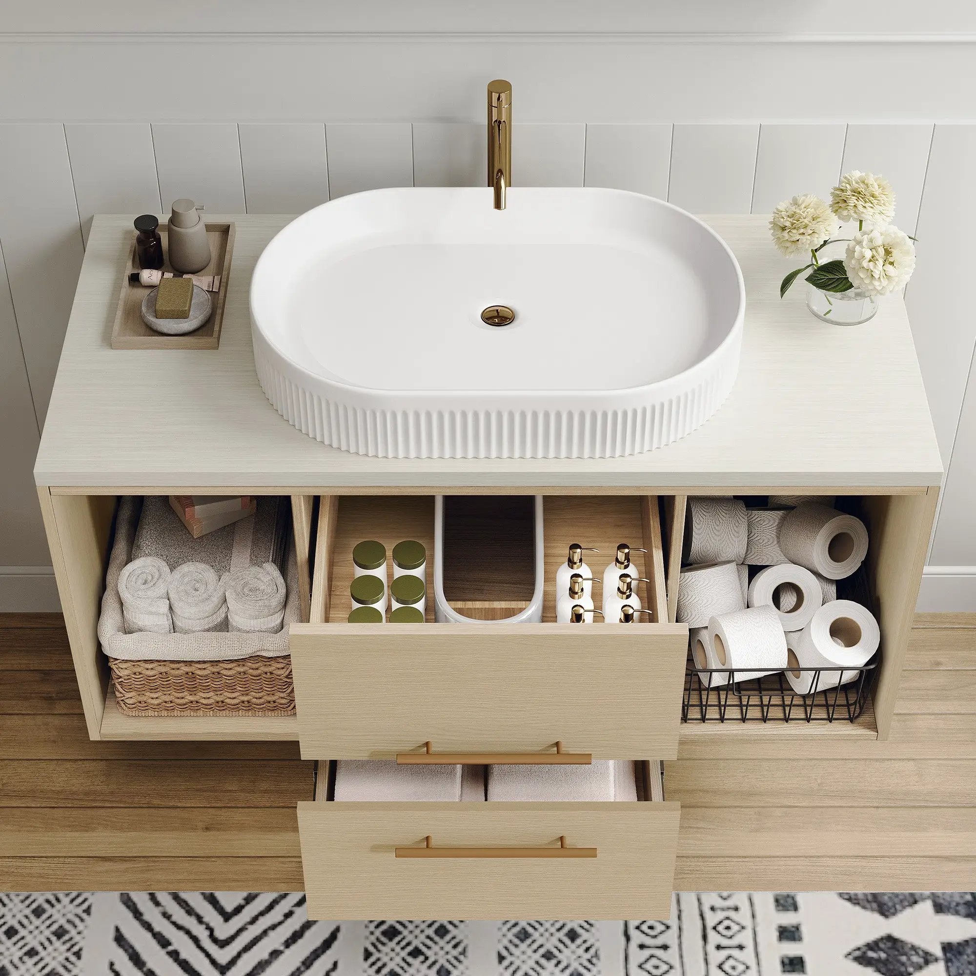 Modern 39.3 Wall-Mounted Bathroom Vanity with Ceramic Sink by HouseOfZazla