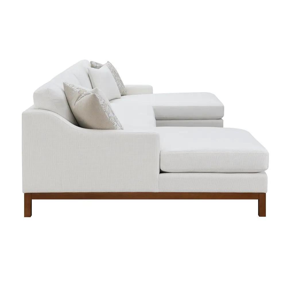 Valiant - Sectional Sofa With 4 Pillows - Ivory Chenille by Unique Piece Furniture