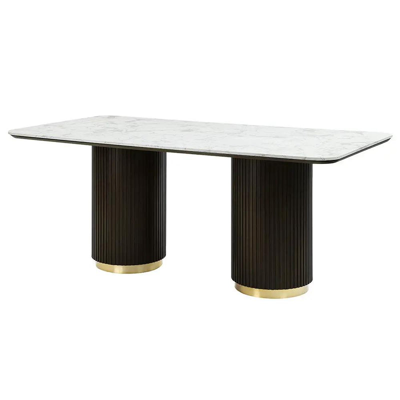 Clayten - Dining Table With Marble Top - White Natural Marble Top & Espresso by Unique Piece Furniture