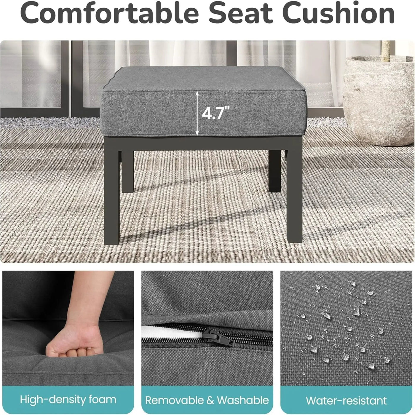 Patio Ottomans With Cushions, All-Weather Footrests (Set of 2) by HouseOfZazla