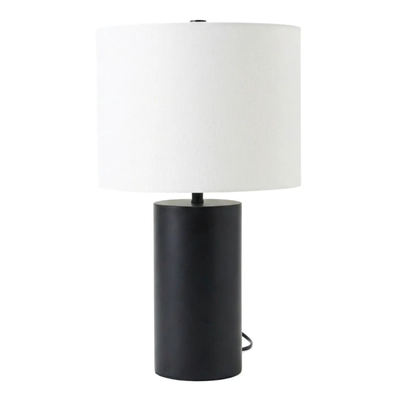 Aura - Table Lamp With On / Off Switch Block Base - Black / White by Unique Piece Furniture