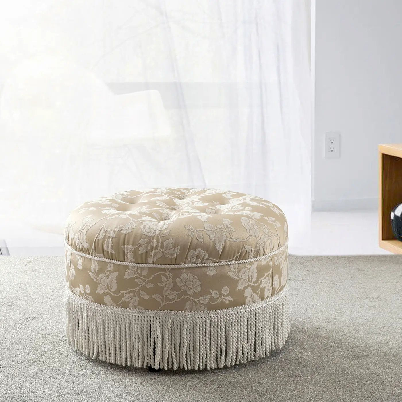 Yolanda - Round Upholstered Accent Ottoman by HouseOfZazla