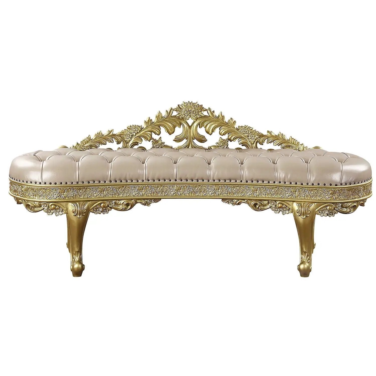 Cabriole - Synthetic Leather Bench - Gold by Unique Piece Furniture