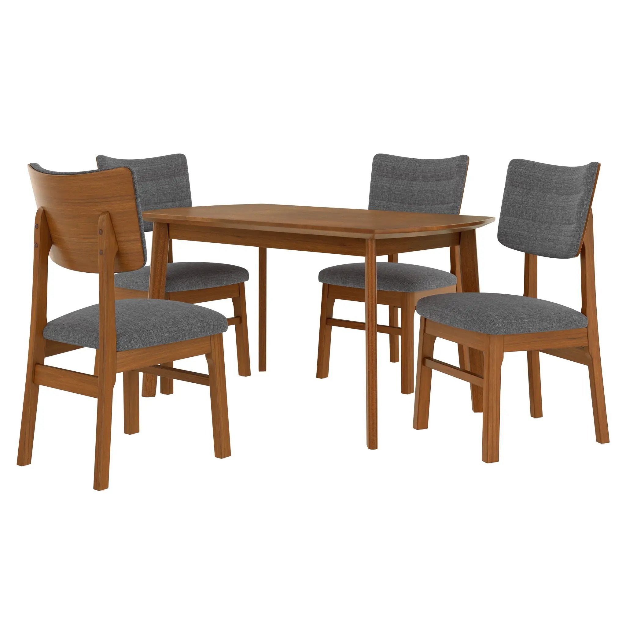 Dining Table Set For 4, Solid Wood Dining Table And Solid Wood Chairs, 5 Pieces Farmhouse Dining Table And 4 Upholstered Chairs - Brown / Gray by Unique Piece Furniture