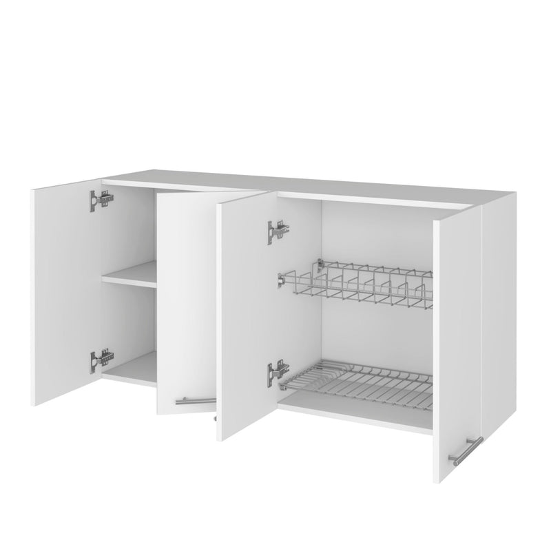 White Kitchen Cabinet Durham Four Doors with Generous Storage - White, photo 3 of 7