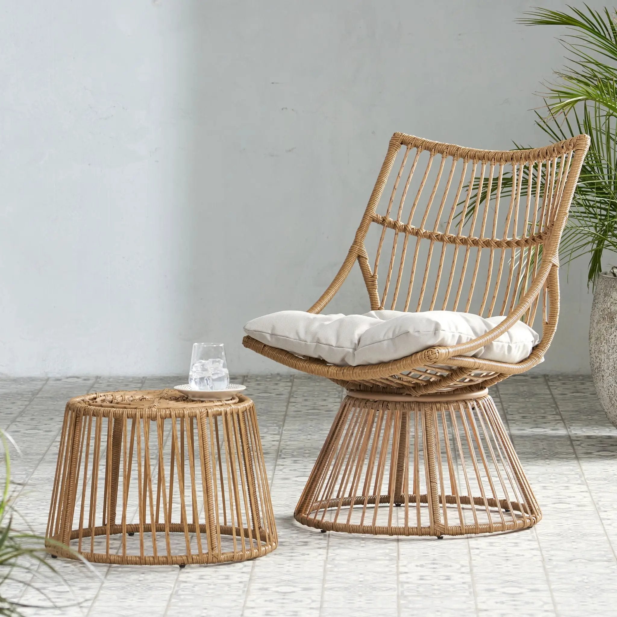 2 Piece Rattan Patio Set With Club Chair And Side Table by HouseOfZazla