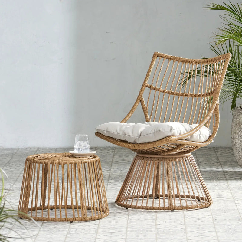 2 Piece Rattan Patio Set With Club Chair And Side Table by HouseOfZazla