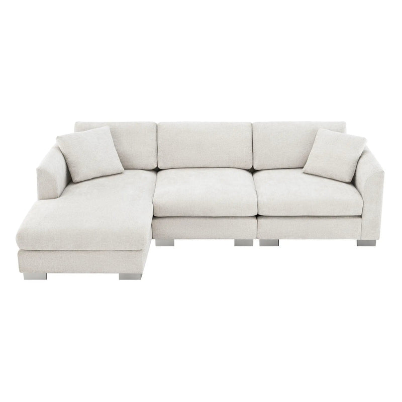 Modern Cloud Sectional Sofa L Shaped Luxury Couch Set With 2 Free Pillows 4 Seat With Oversized Chaise by HouseOfZazla