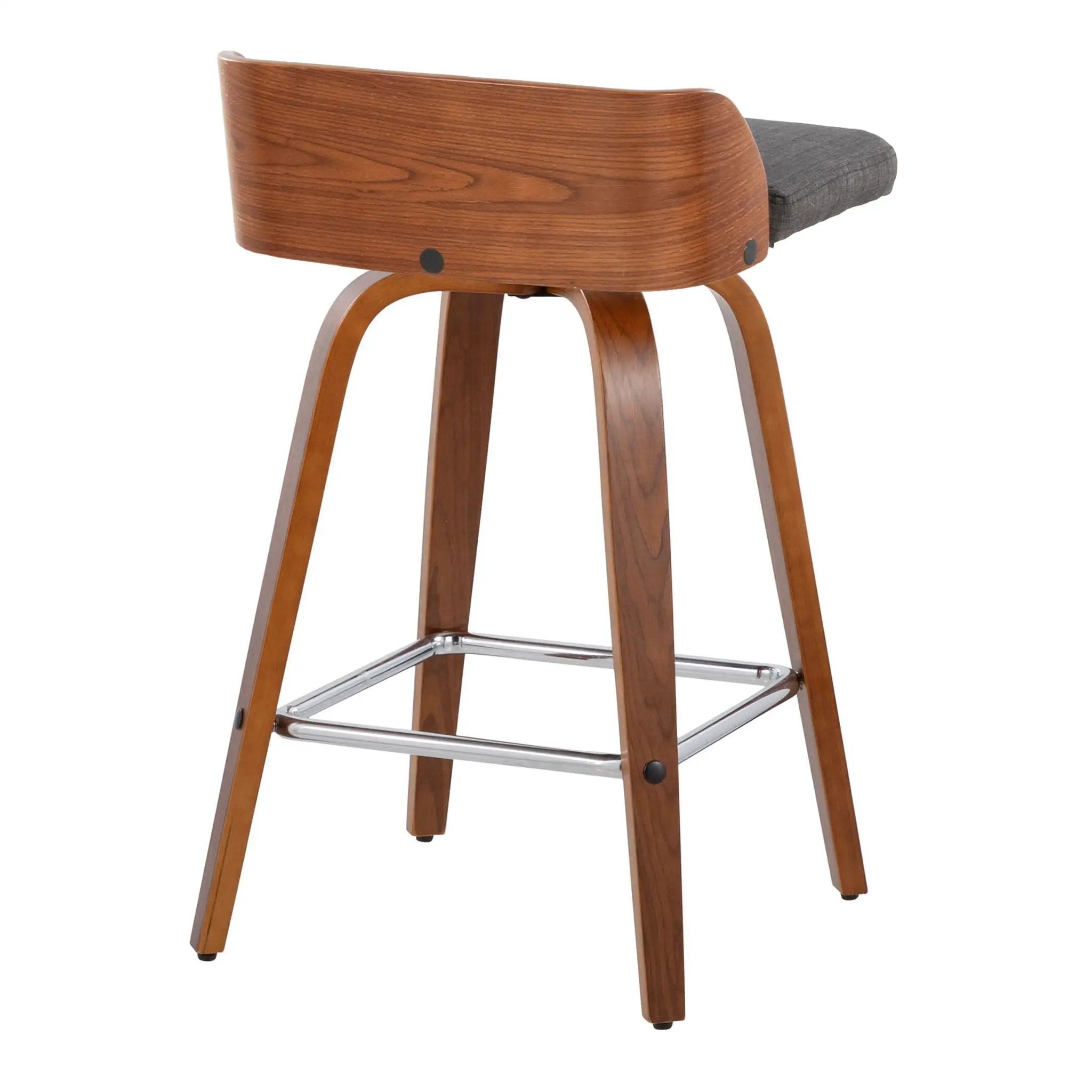 Maya - Mid Century Modern Fixed Height Counter Stool & Swivel With Square Footrest (Set of 2) by HouseOfZazla