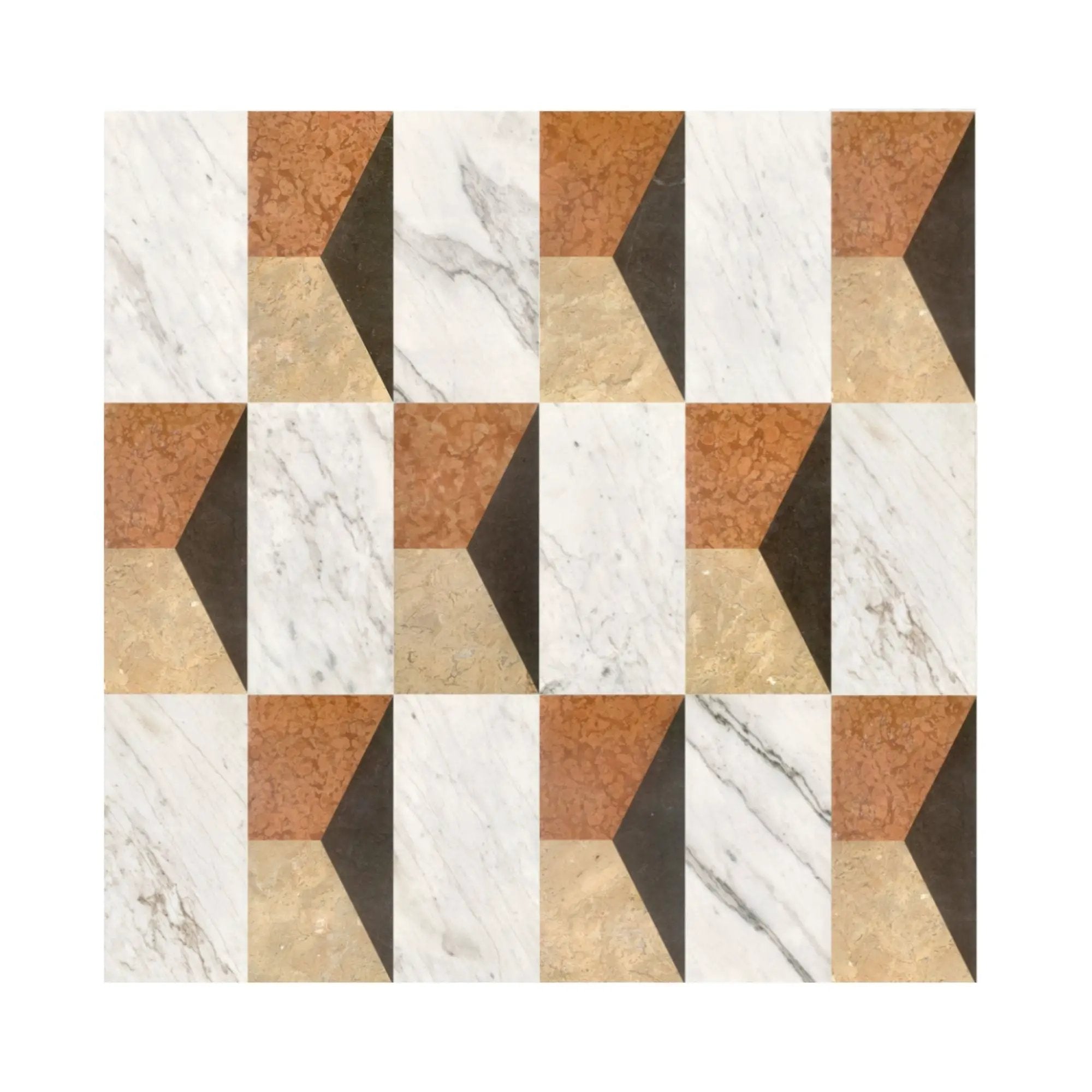Waterjet Marble 4 Color Marble For Floor And Wall Polished Marble Tile Stone 1 Box Each Pattern 2 Pieces - White / Multi by HouseOfZazla