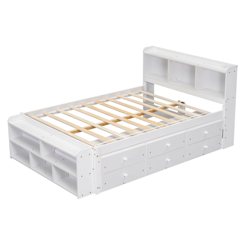Bed With Bookcase Headboard, Under Bed Storage Drawers And Bed End Storage Case by HouseOfZazla