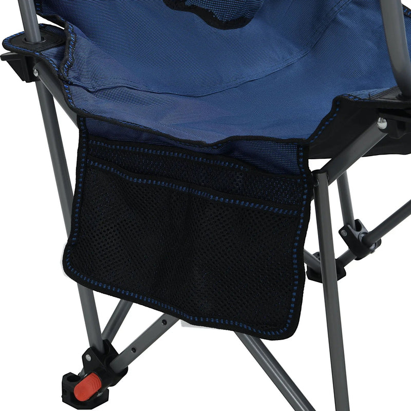 Outdoor Camping Chair With 3 Level Reclining, Side Pockets & Cup Holder, Folding With Carry Bag - Dark Blue by HouseOfZazla
