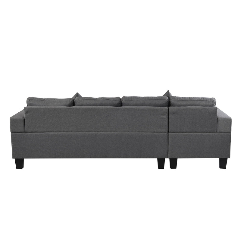 Modern Sectional Sofa Set With L Shape Chaise Lounge, Cup Holder, 4 Seat - Gray by HouseOfZazla