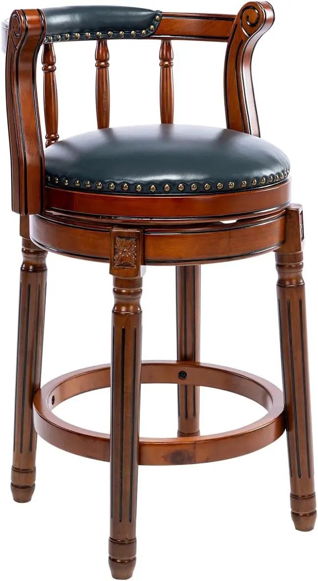 Swivel Cow Top Wooden Bar Stool, 360 Degree Swivel Bar Height Chair With Backs For Home Kitchen Counter by HouseOfZazla