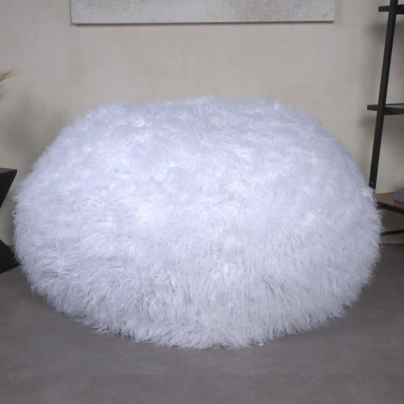 Mahin - Rounded 5 Foot Bean Bag Cozy Modern Design - White by HouseOfZazla