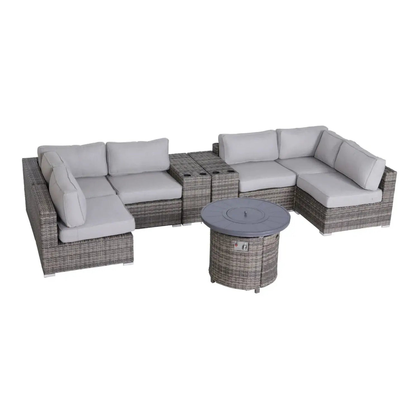Wicker Outdoor Lounge Set With Cushions And Fire Pit by HouseOfZazla