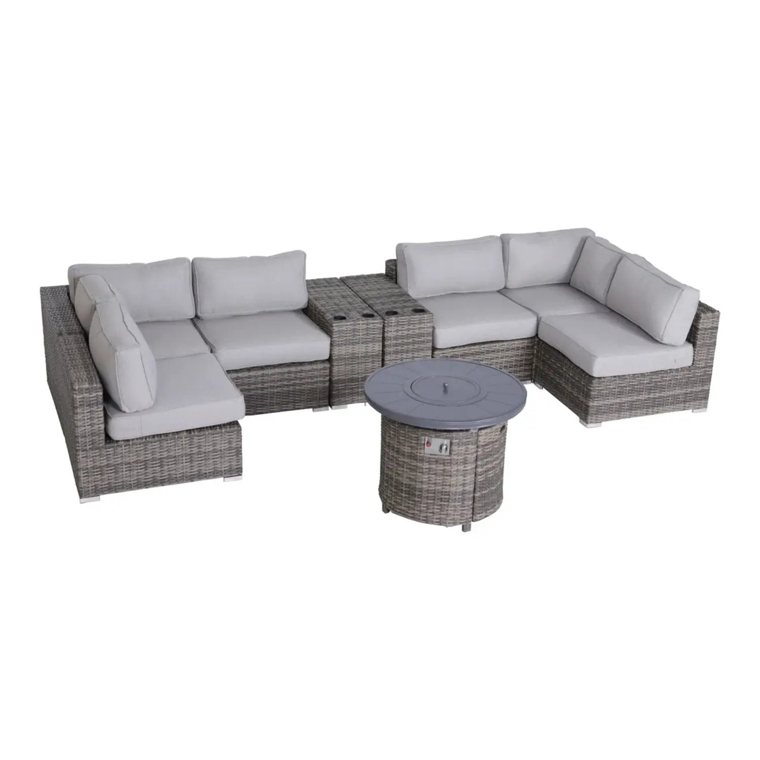 Wicker Outdoor Lounge Set With Cushions And Fire Pit by HouseOfZazla