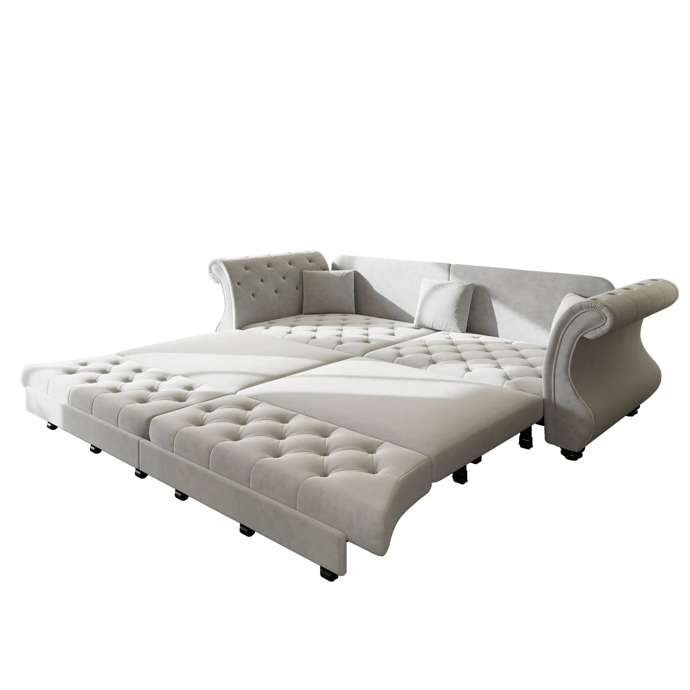 Oversized Chesterfield Pull Out Sofa Bed, Roll Arm Couch With Flower Tufting For Living Room by HouseOfZazla