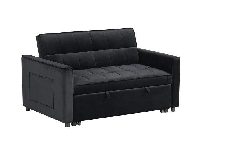 Maeve - Convertible Sleeper Loveseat With Tufting and Side Pocket - Black by Unique Piece Furniture
