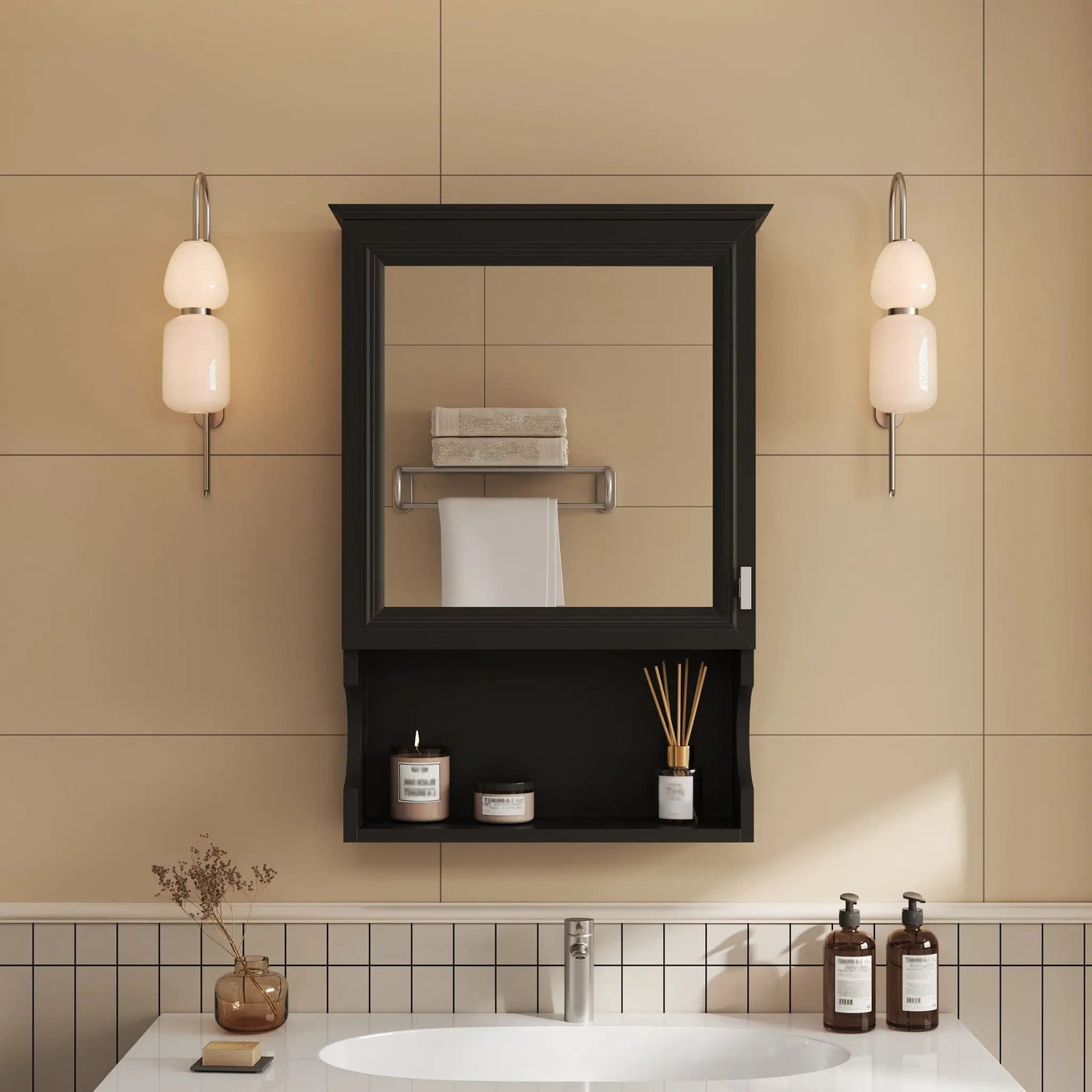 Wall Mounted Bathroom Storage Cabinet With Mirror, Soft Closing Hinges by HouseOfZazla