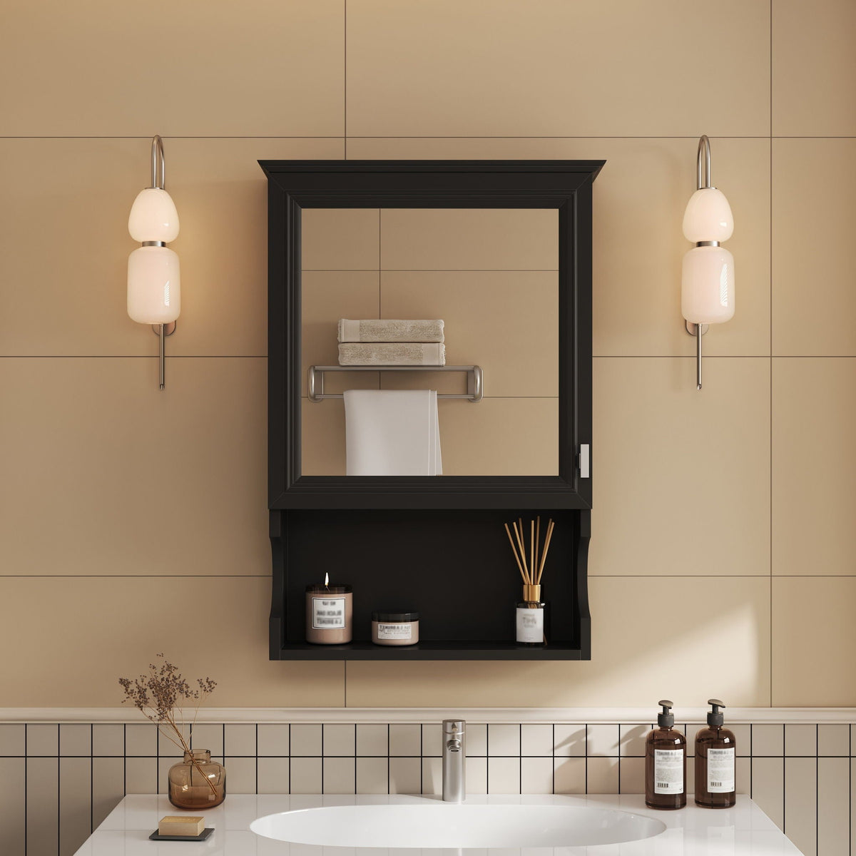Wall Mounted Bathroom Storage Cabinet With Mirror, photo 5 of 8