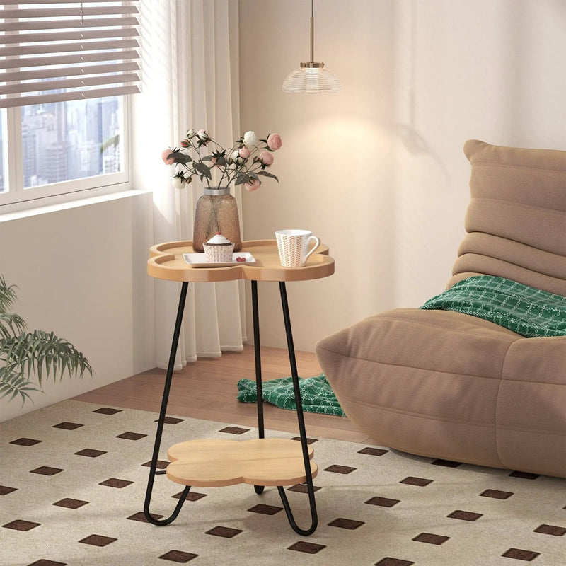 Petal Shape Accent Side Table - Acacia Wood by HouseOfZazla