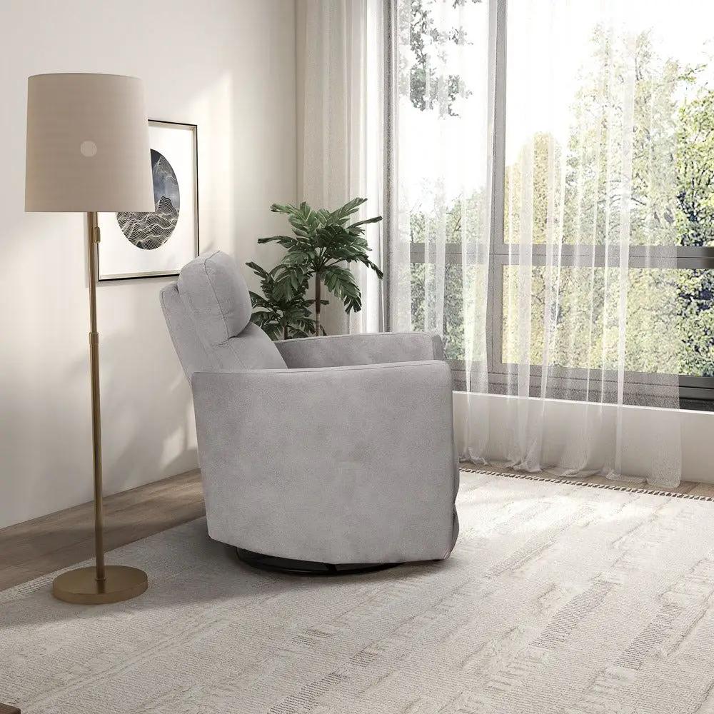 Lawson - Swivel Glider Suede Recliner Chair - Latte by HouseOfZazla