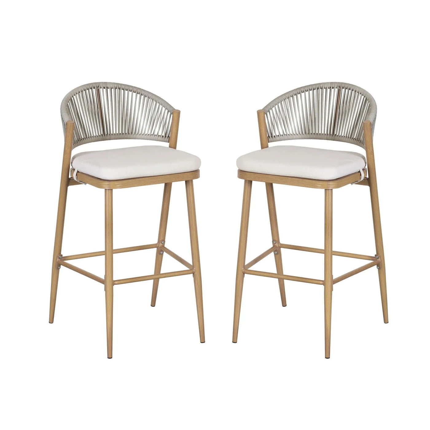 Outdoor Bar Height Metal Frame Counter Stools with Scallop-Shaped Backrest & Water-Resistant Cushions by HouseOfZazla