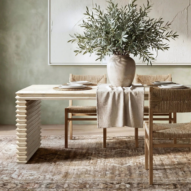 Veda - Geometric Waterfall Dining Table - White by HouseOfZazla