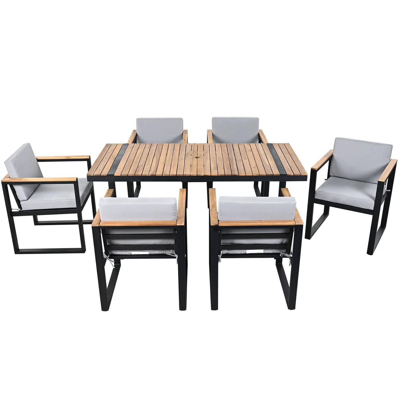 7 Pieces Outdoor Dining Set Patio Dining Table And Chair Set With And Removable Cushions For Patio by HouseOfZazla