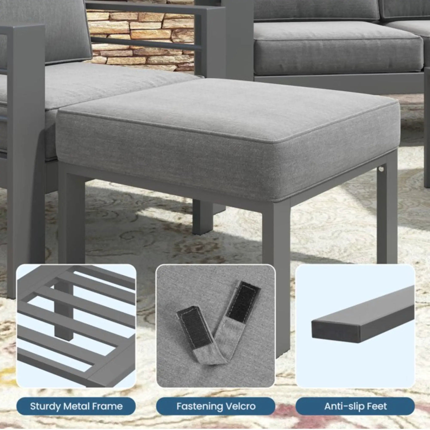 All-Weather Patio Ottomans With Thick Cushions (Set of 2) by HouseOfZazla