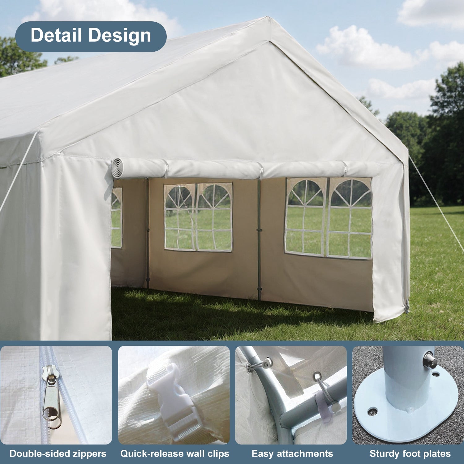 13'x26' Carport Canopy with Removable Sidewalls by HouseOfZazla