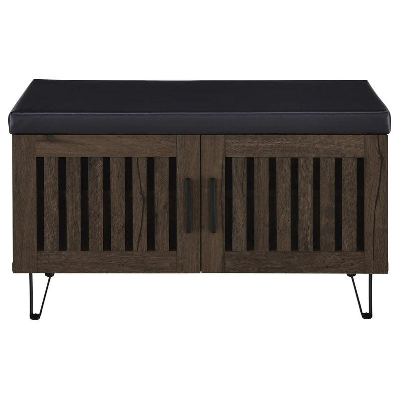 Brixton 2-door Padded Entryway Shoe Storage Bench Smoked Oak by Unique Piece Furniture