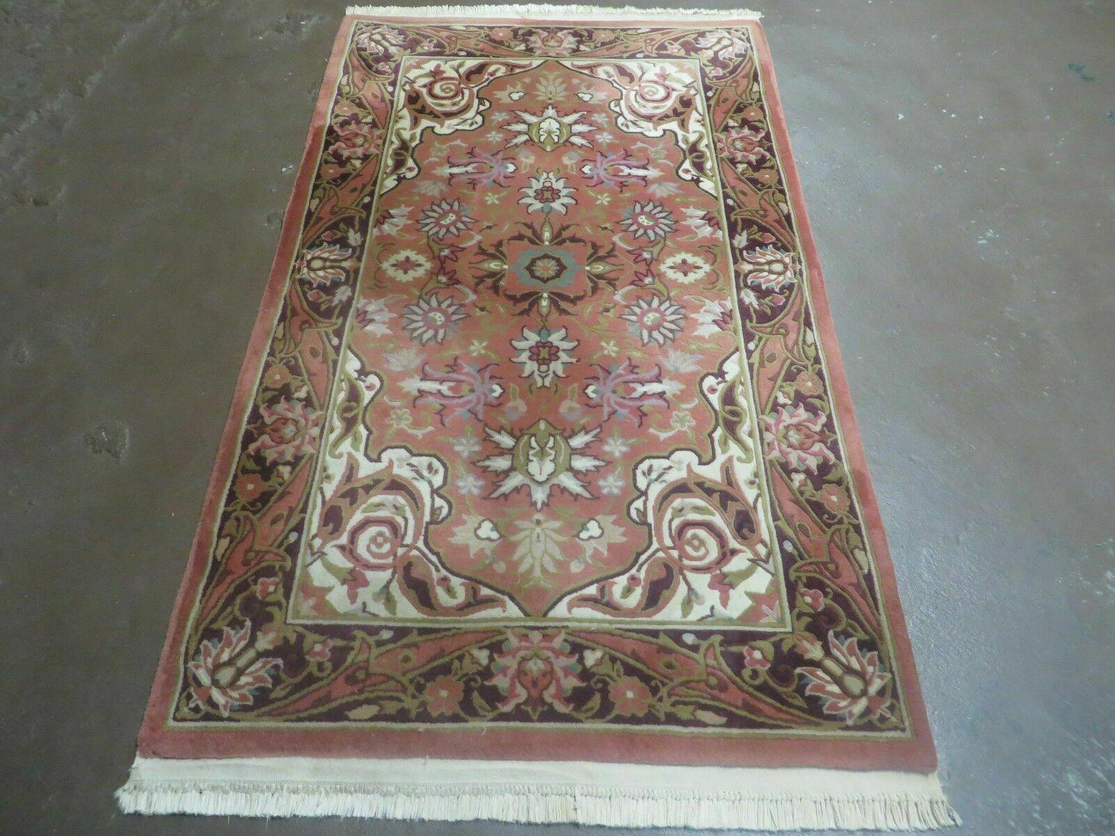 Chinese Wool Rug 3x5 Vintage Handmade Oriental Carpet Floral Medallion by Jewel Rugs