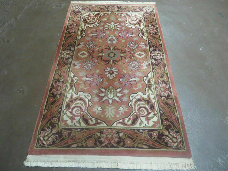 Chinese Wool Rug 3x5 Vintage Handmade Oriental Carpet Floral Medallion by Jewel Rugs