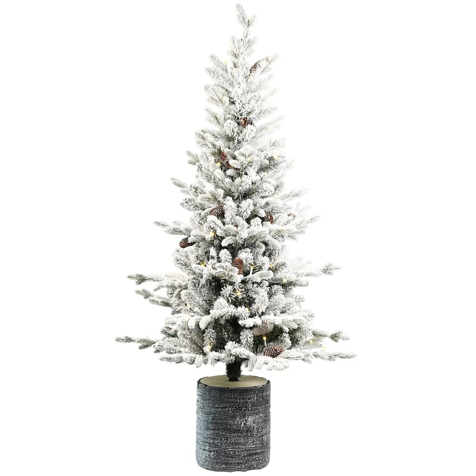 4.5FT Flocked Christmas Tree with Pot Base and LED Lights by HouseOfZazla