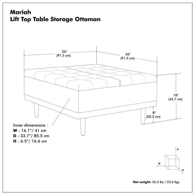Mariah - Upholstered Lift Top Table Storage Ottoman by Unique Piece Furniture