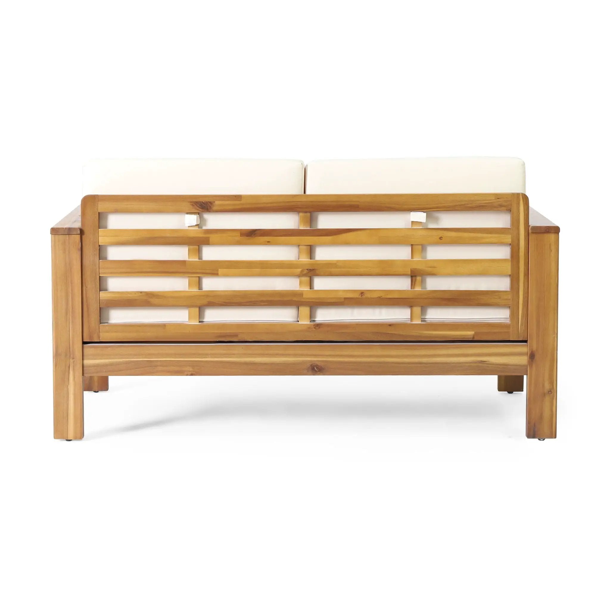 Acacia Wood Loveseat And Coffee Table Set With Cushions by HouseOfZazla