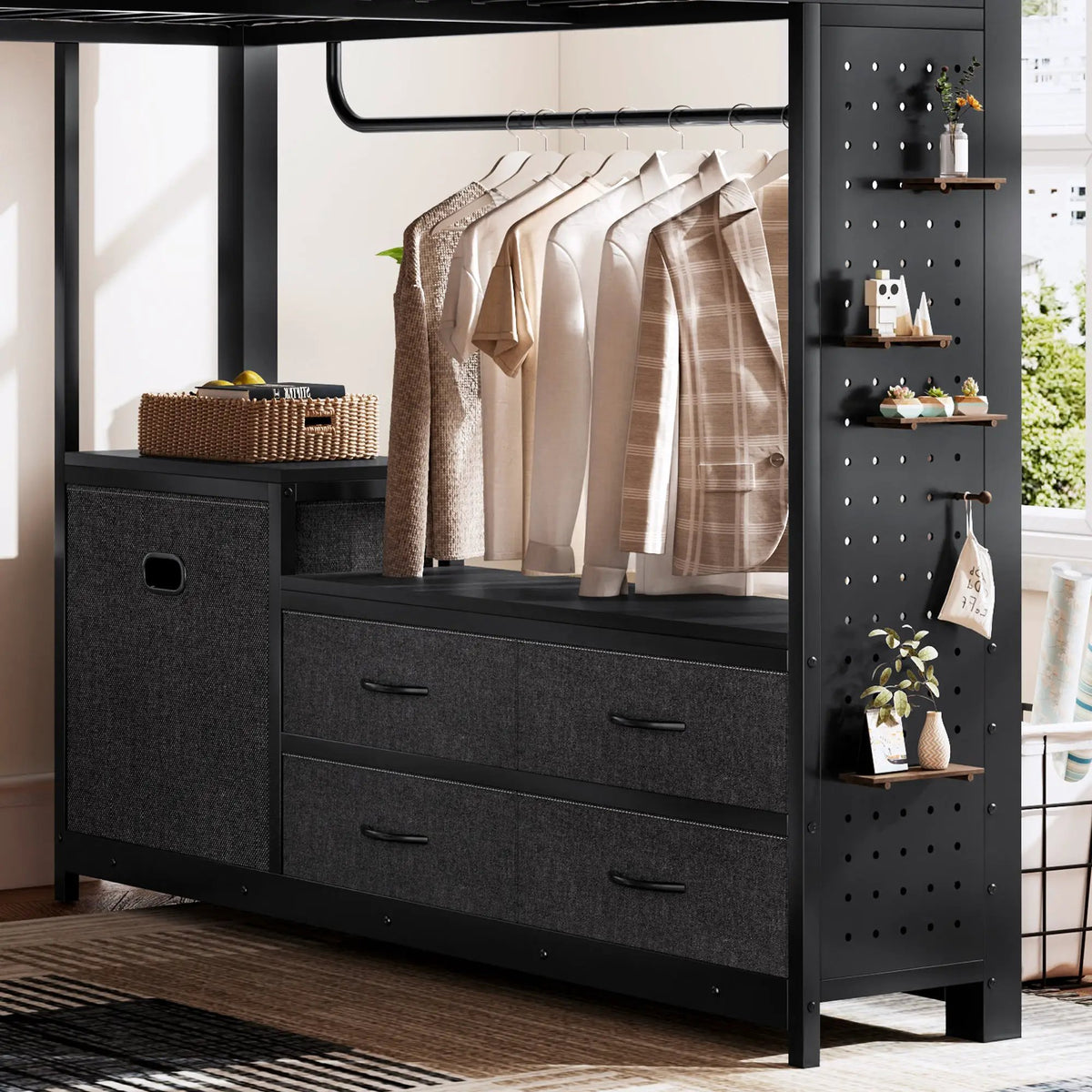 Queen Size Loft Bed with Desk & Shelves by HouseOfZazla