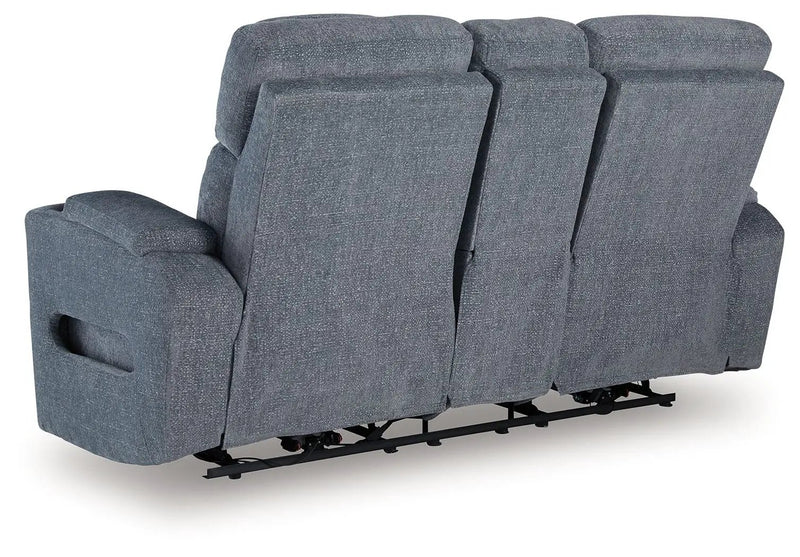 Studio Cave - Power Reclining Loveseat with Console - Steel by Unique Piece Furniture