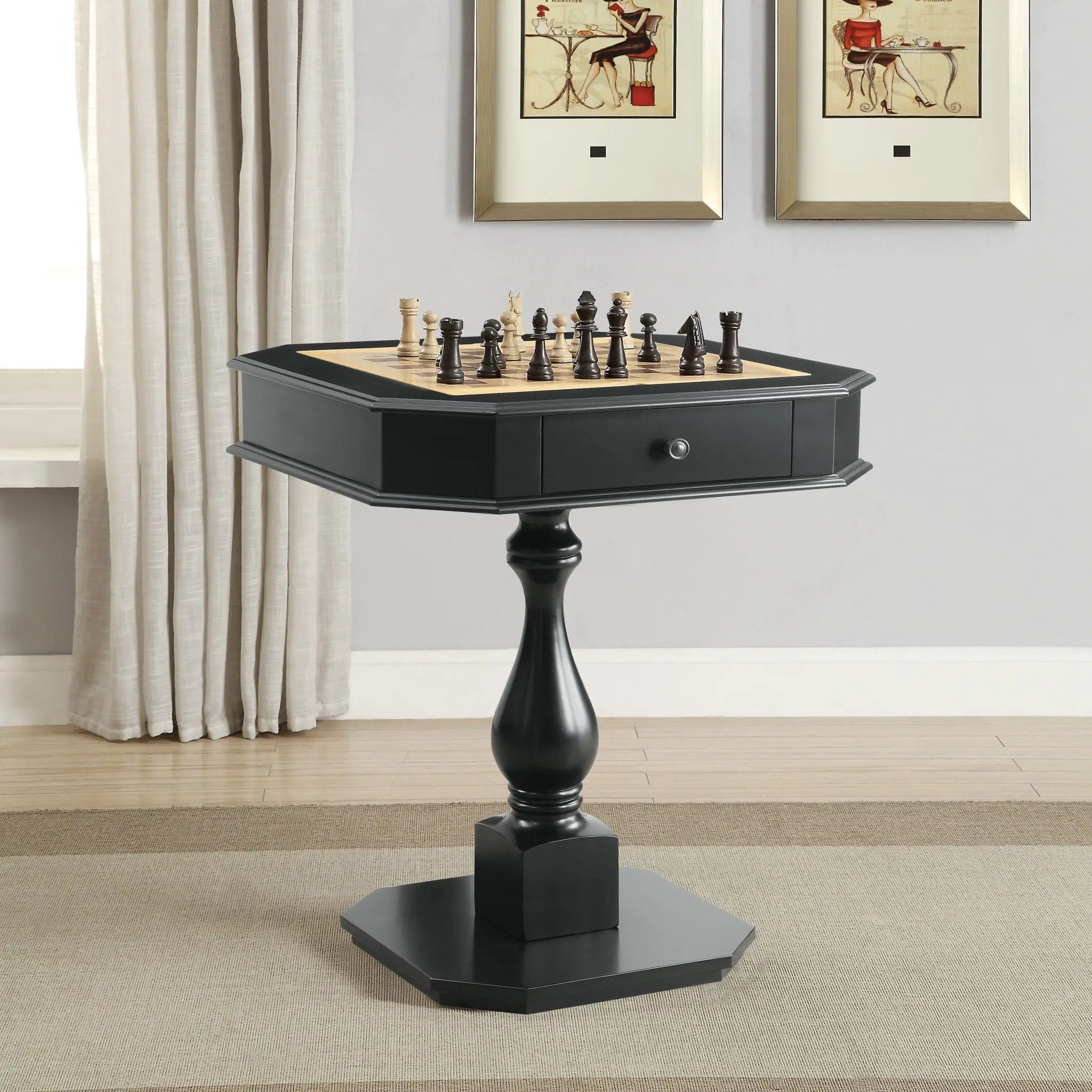 Bishop - Reversible Chess Checker Game Table With Game Tray (Chess Fingures Not Included) by HouseOfZazla