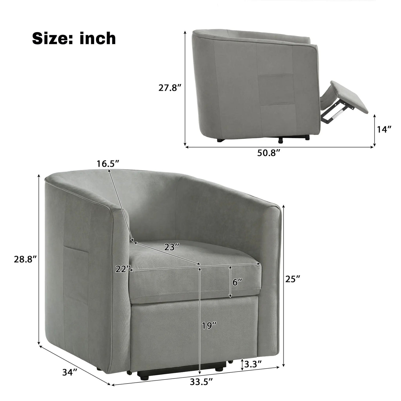 Power Lift Recliner Barrel Shape Reclining Chair With Footrest And Side Pocket by HouseOfZazla