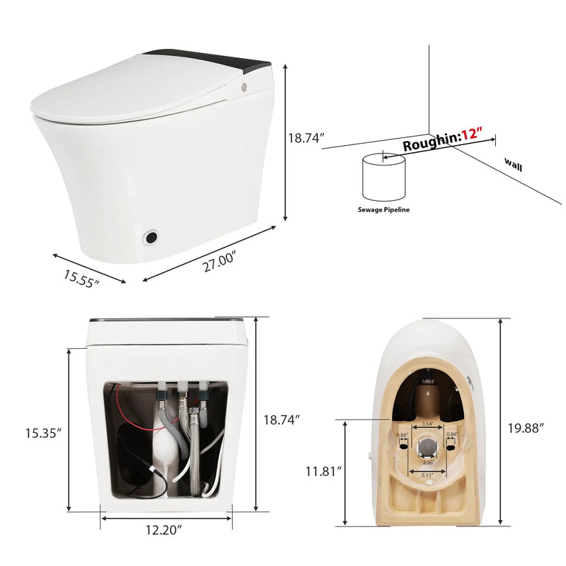 Heated Seat Smart Toilet, One Piece Design by HouseOfZazla