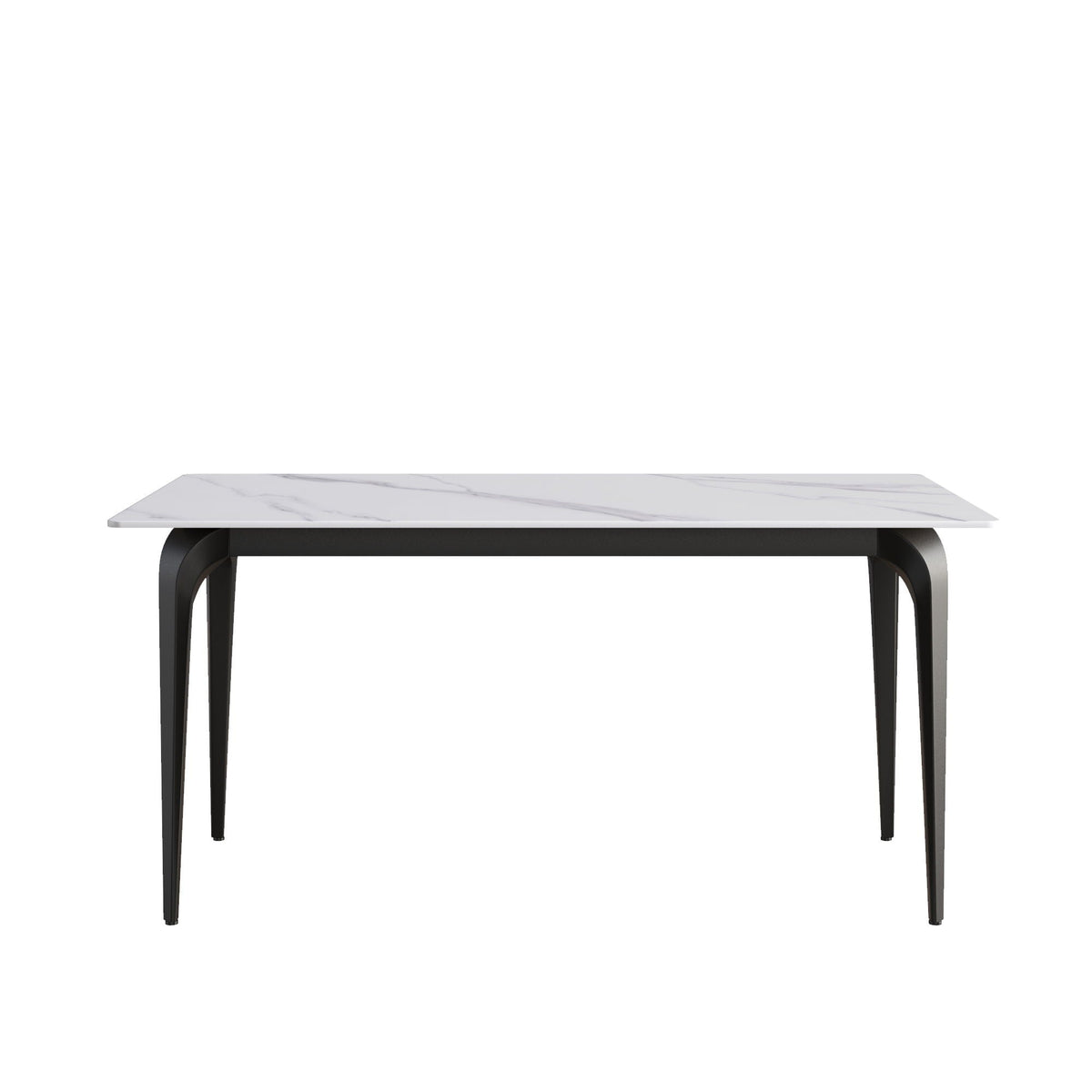 Modern Artificial Stone Dining Table with Black Metal Legs - White, photo 5 of 12