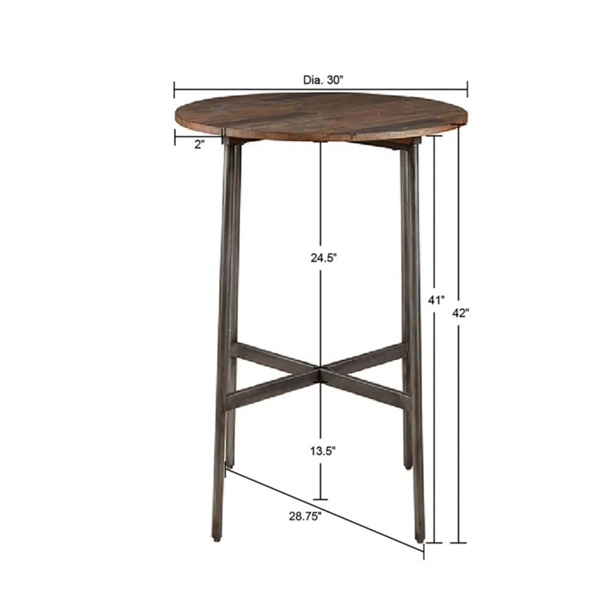 Renu - Round Bar Table With Industrial Charm - Light Brown by HouseOfZazla
