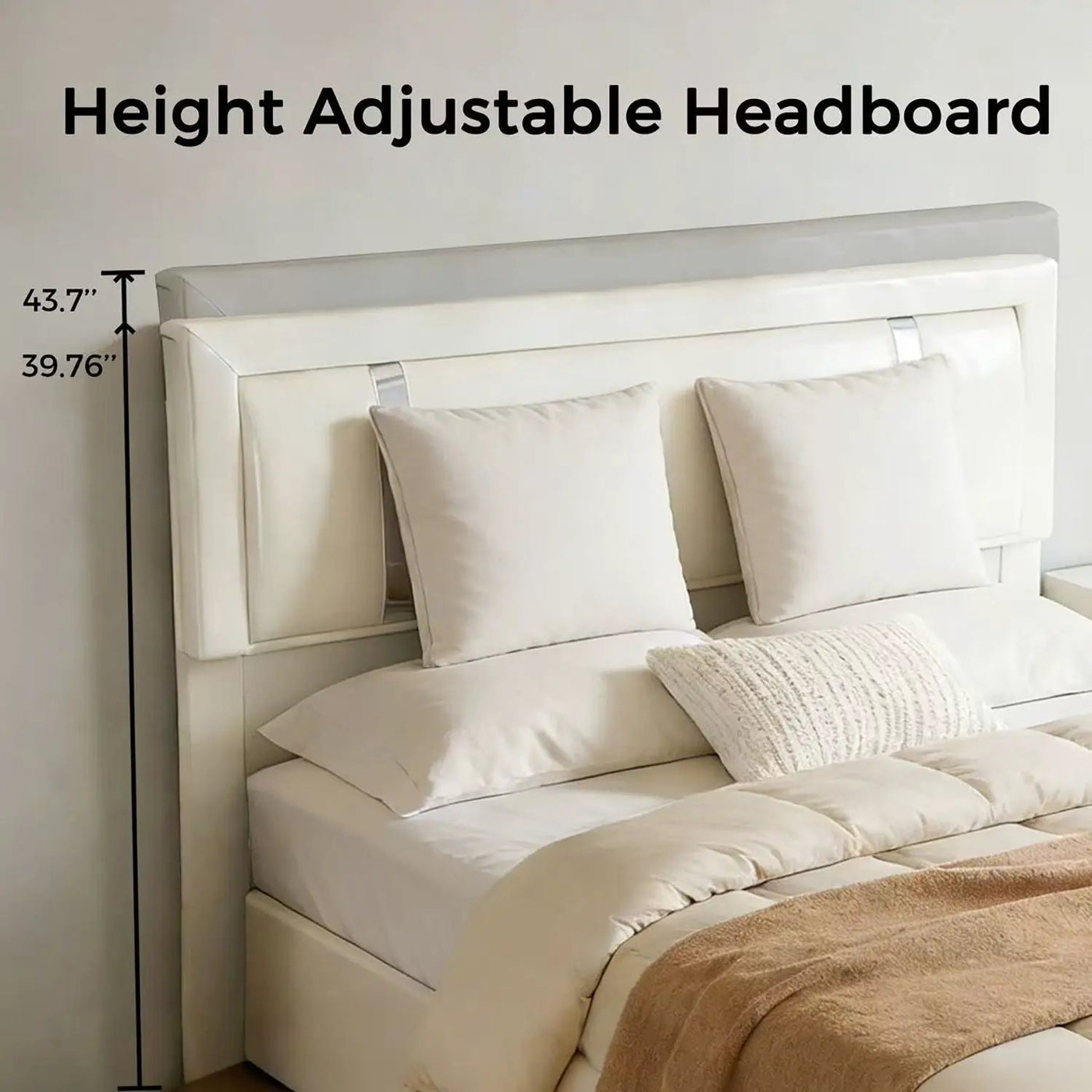 Upholstered Platform Bed Frame With Adjustable LED Headboard, USB C-Charging, Hydraulic Lift by HouseOfZazla