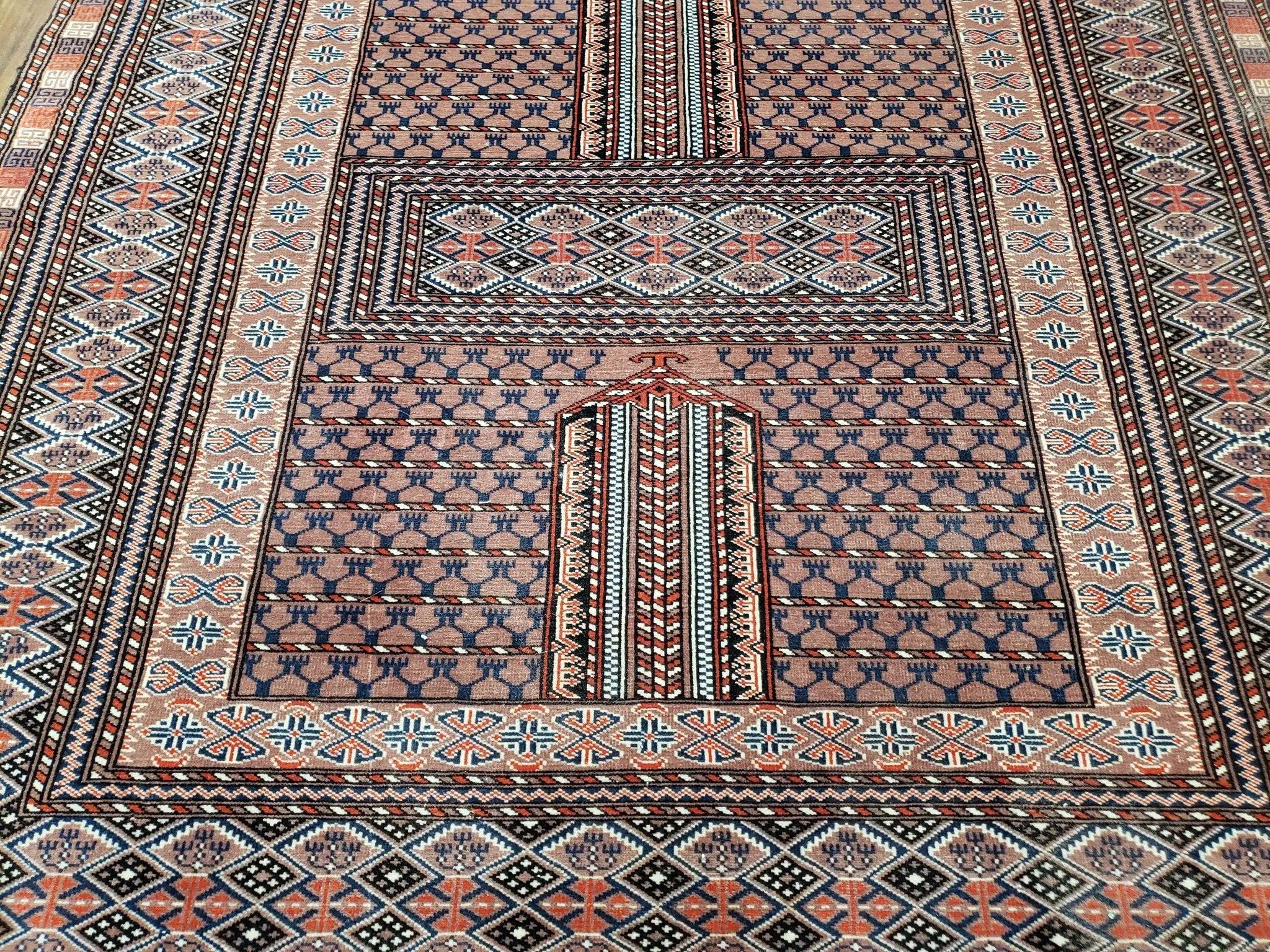 Vintage Turkoman Bokhara Rug 4x6, Four Seasons Pakistan Bukhara Turkmen Engsi Yamud Carpet, Fine Tribal Rug, Wool, Hand-Knotted, Brown, Nice by Jewel Rugs