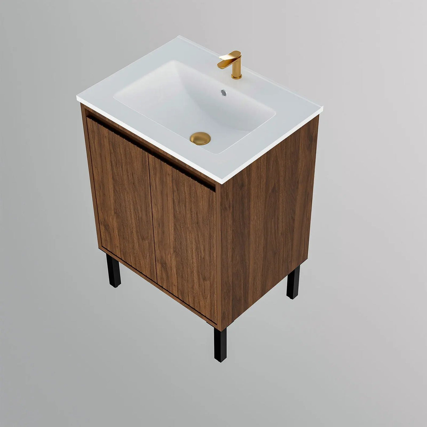 Bathroom Vanity With Ceramic Sink, Floor-Standing Design, Soft-Closing Drawers by HouseOfZazla